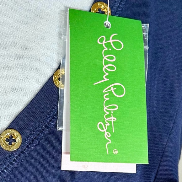 LILLY PULITZER Palmetto Pima Cotton V Neck T Shirt Dress in True Navy NWT Sz XS - Picture 11 of 14
